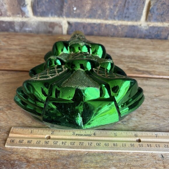 Jumbo Shatterproof Christmas Ornament Christmas Tree Green Gold 9”x6.5” - Picture 7 of 7